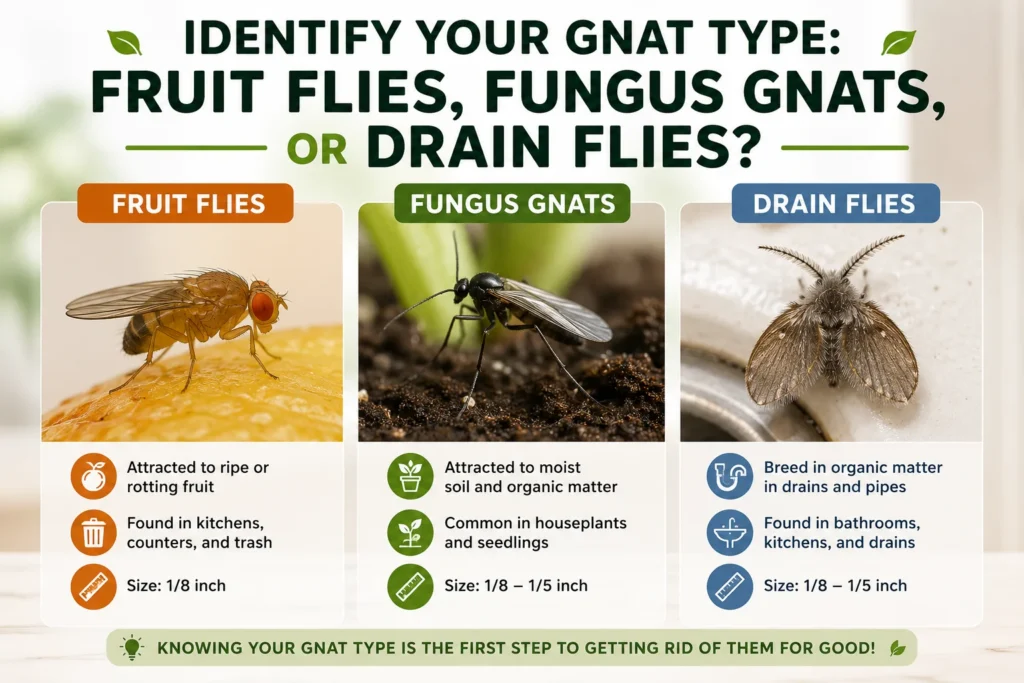 Identify Your Gnat Type: Fruit Flies, Fungus Gnats, or Drain Flies?